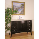 48" Single Bathroom Vanity Set with Marble Top in Espresso