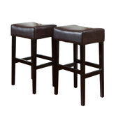 Classic Backless Leather Bar Stool (Set of 2)