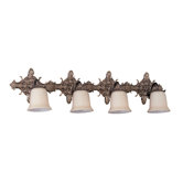 Baroque Four Light Bath Vanity in Antique Brass