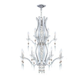 Flow 12 Light Chandelier with Golden Teak Swarovski Strass Crystal