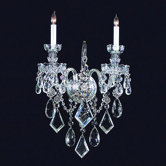 Bohemian Crystal Candle Wall Sconce in Majestic Wood Polished Crystal