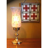 Etched Glass Hurricane Candlestick