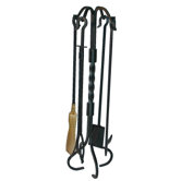 4 Piece Wrought Iron Fireplace Tool Set