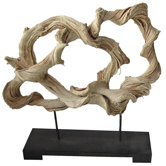 Rattan Free Form Statue on Wood Base