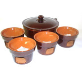 Italian Terracotta Premium Fondue Bagnacauda Set