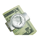 JFK Half Dollar Silvertone Money Clip