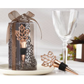 ''Lustrous Leaf'' Bottle Stopper in Laser-Cut Leaf Gift Box