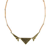 Brass Vintage Deco Etched Necklace