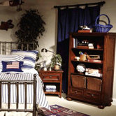 American Spirit Two Drawer Bookcase in Distressed Medium Brown Cherry