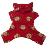 Adorable Silly Monkey Fleece Dog Pajamas / Bodysuit with Hood