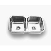 Stainless Steel 16" Gauge Double Undermount Kitchen Sink with Strainer