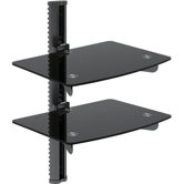 21" Adjustable Wall Mount Two Glass Shelf for DVD/VCR