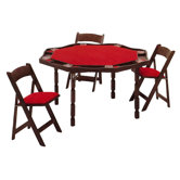 57" Maple Period Style Folding Poker Table Set