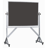 Reversible Free Standing Chalk Board with Clear Satin Anodized Aluminum Frame in Green/Slate