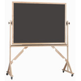 Reversible Free Standing Chalk Board with High Gloss lacquered Frame in Green/Slate