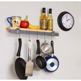 RACK IT UP! Wall Mounted Bar and Bamboo Shelf Pot Rack