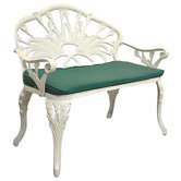 Calla Lily Cast Iron/Aluminum Garden Bench with Cushion
