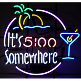 Bar and Game Room "It's 5 O'Clock Somewhere" Neon Sign