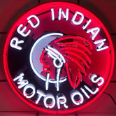 Red Indian Motor Oils Neon Sign