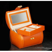 Jewelry Case in Orange Leather