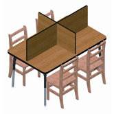 Rectangular Laminate Study Carrel Desk with 4 Carrels