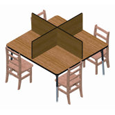 Square Laminate Study Carrel Desk with 4 Carrels