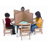 Round Laminate Study Carrel Desk with 4 Carrels