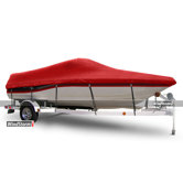 V-Hull Runabout Boat Cover with Windshields and Bow Rails