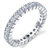 Sterling Silver Round Cubic Zirconia 925 Eternity Wedding Band Engagement Ring