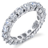 Sterling Silver Round Cubic Zirconia 925 Eternity Wedding Band Engagement Ring