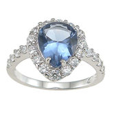 .925 Sterling Silver Pear Cut Topaz Anniversary Ring