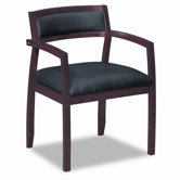 Basyx Wood Guest Chairs with Black Leather Seat/Back