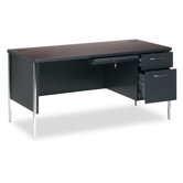 Mentor Series Single Pedestal Computer Desk with Soft Radius Edge Corner
