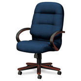 2190 Pillow-Soft Wood Series Executive High-Back Chair, Mahogany/Mariner