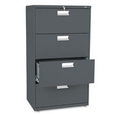 600 Series Four-Drawer Lateral File, 30w x19-1/4d, Charcoal