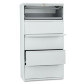 800 Series Five-Drawer Lateral File With Roll-Out Shelf, 36w, Light Gray