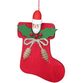 Christmas Stocking with Santa Ornament