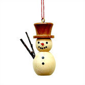 Natural Wood Finish Snowman Ornament