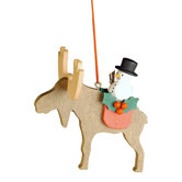 Elk with Snowman Ornament