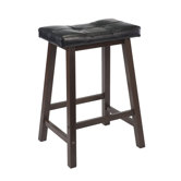 Mona 24" Saddle Seat Stool with Cushion in Antique Walnut