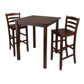 Parkland 3 Piece Set High Table with Ladder Back Chair in Antique Walnut