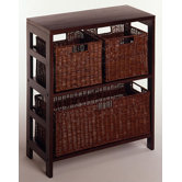 Espresso Wide 2 Section Storage Shelf and Baskets