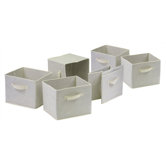 Capri Foldable Fabric Baskets in Beige (Set of 6 )