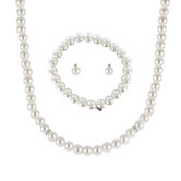 Pearl 3 Piece Necklace, Bracelet, and Earring Set