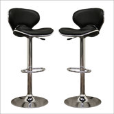 Baxton Studio Orion Faux Leather Barstool in Black (Set of 2)