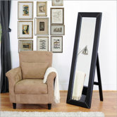 Baxton Studio McLean Modern Mirror with Built in Stand in Dark Brown