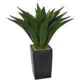 44" Realistic Giant Aloe Plant in Contemporary Planter
