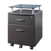 Two Drawer File Cabinet with Glass Shelf