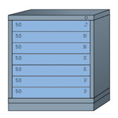 Bench High Standard Cabinet with 7 Drawers: 30" W x 28 1/4" D x 33 1/4" H