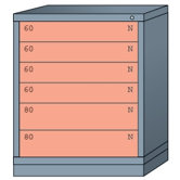 Mid-Range Standard Cabinet with 6 Drawers: 30" W x 28 1/4" D x 37 3/16" H